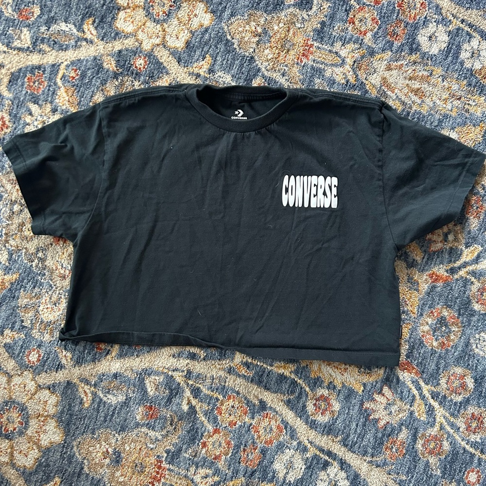 Converse Black Crop Top with White Logo